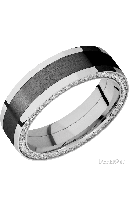 Lashbrook Wedding Band, Lashbrook, and 14K White Gold Wedding Band 14KWPF7F14/ZIRCONIUMSIDEETERNITYDIA.01BEAD