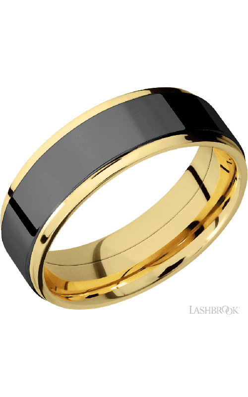 Lashbrook Wedding Band, Lashbrook, and 14K Yellow Gold Wedding Band 14KYPF7FGE15C/ZIRCONIUM
