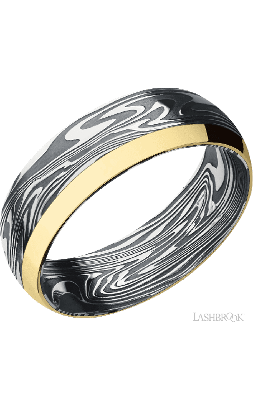 Lashbrook Wedding Band, Lashbrook, and Damascus Wedding Band D7D12OCEKINETIC/14KY