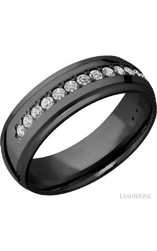 Lashbrook Wedding Band, Lashbrook, and Zirconium Wedding Band Z7DGEHALFETERNITYDIA.03BEAD