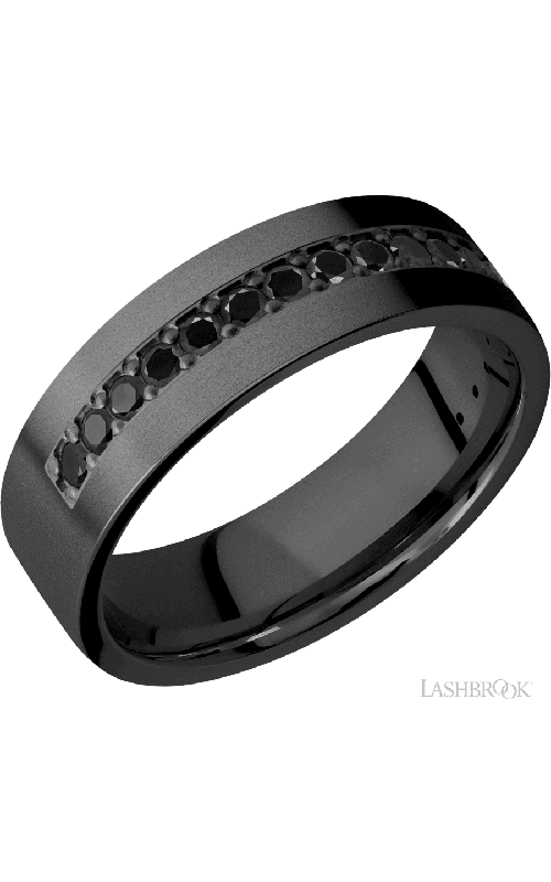 Lashbrook Wedding Band, Lashbrook, and Zirconium Wedding Band Z7FHALFETERNITYBLKDIA.03BEAD