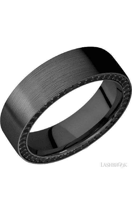 Lashbrook Wedding Band, Lashbrook, and Zirconium Wedding Band Z7FSIDEETERNITYBLKDIA.01BEAD