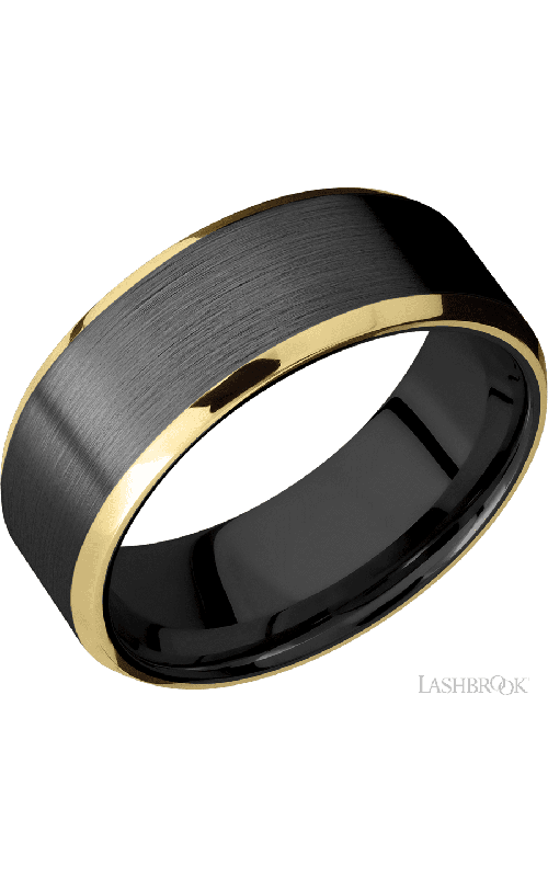Lashbrook Wedding Band, Lashbrook, and Zirconium Wedding Band Z8B21EDGE(NS)/14KY