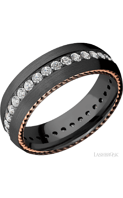 Lashbrook Wedding Band, Lashbrook, and Zirconium Wedding Band Z7DSIDEBRAID/14KRETERNITYLABDIA.03BEAD
