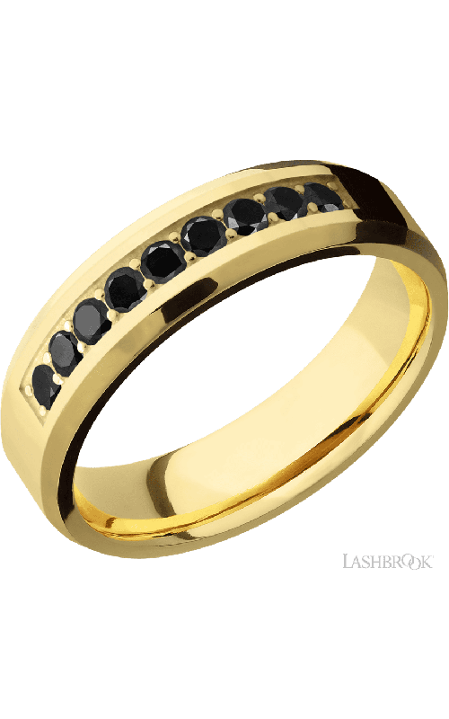 Lashbrook Wedding Band, Lashbrook, and 14K Yellow Gold Wedding Band 14KY6BBLKDIA9X.05BEAD-P
