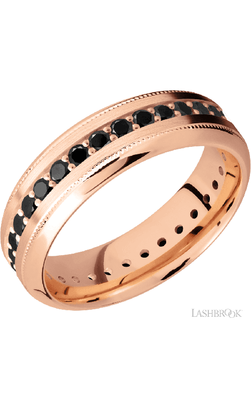 Lashbrook Wedding Band, Lashbrook, and 14K Rose Gold Wedding Band 14KR7HB2UMILETERNITYBLKDIA.03BEAD-P