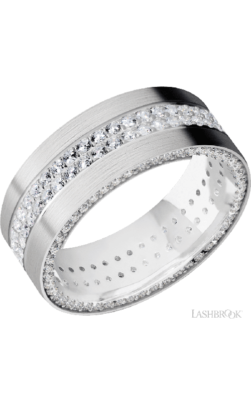 Lashbrook Wedding Band, Lashbrook, and 14K White Gold Wedding Band 14KW8FSIDEETERNITYDIA.01BEADDIA2ROWETERNITY.015BEA