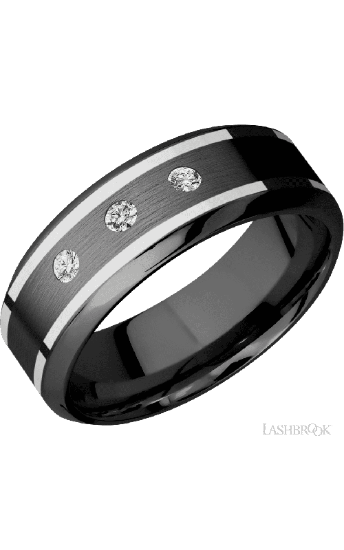 Lashbrook Wedding Band, Lashbrook, and Zirconium Wedding Band Z8HB21W/14KWDIA(ST)3X.05F