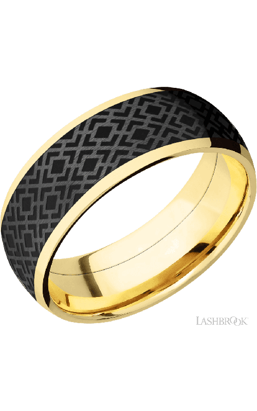 Lashbrook Wedding Band, Lashbrook, and 14K Yellow Gold Wedding Band 14KYPF8D16/ZIRCONIUM/LCVTRELLIS2/A