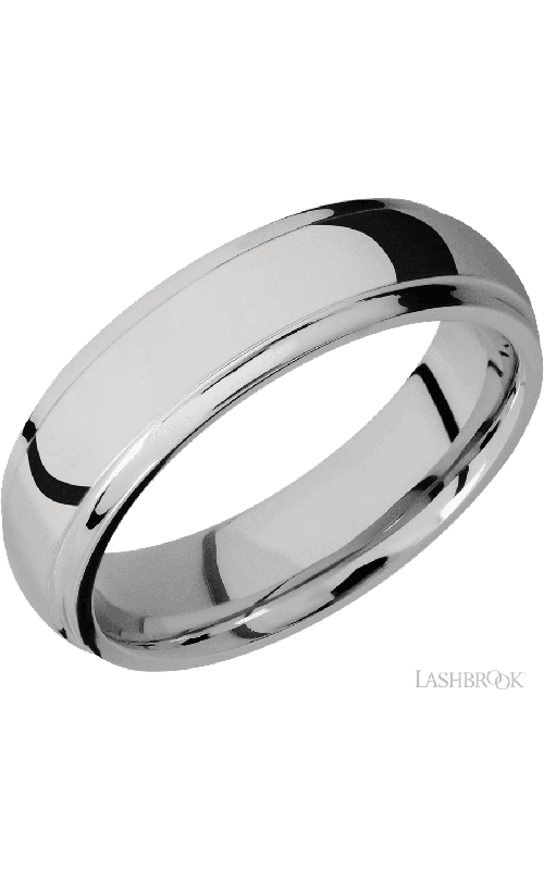 6 mm wide Domed Stepped Down Edges Titanium band.