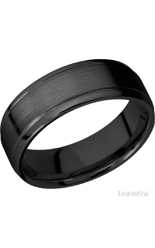7 mm wide Stepped Bevel Zirconium band.
