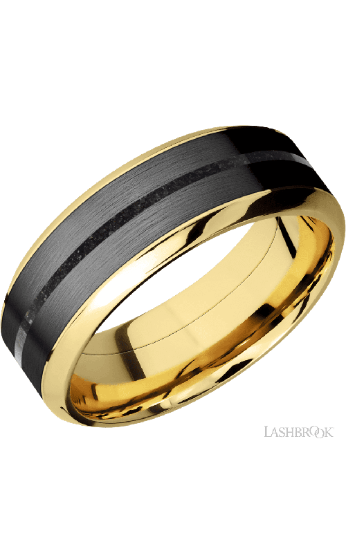 Lashbrook Wedding Band, Lashbrook, and 14K Yellow Gold Wedding Band 14KYPF8HB15/ZIRCONIUM11/MOSAIC