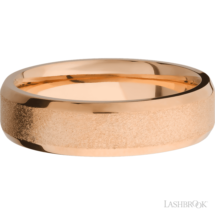 6 mm wide Beveled 14K Rose Gold band. view 3