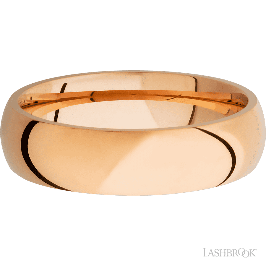 6 mm wide Domed 14K Rose Gold band. view 3