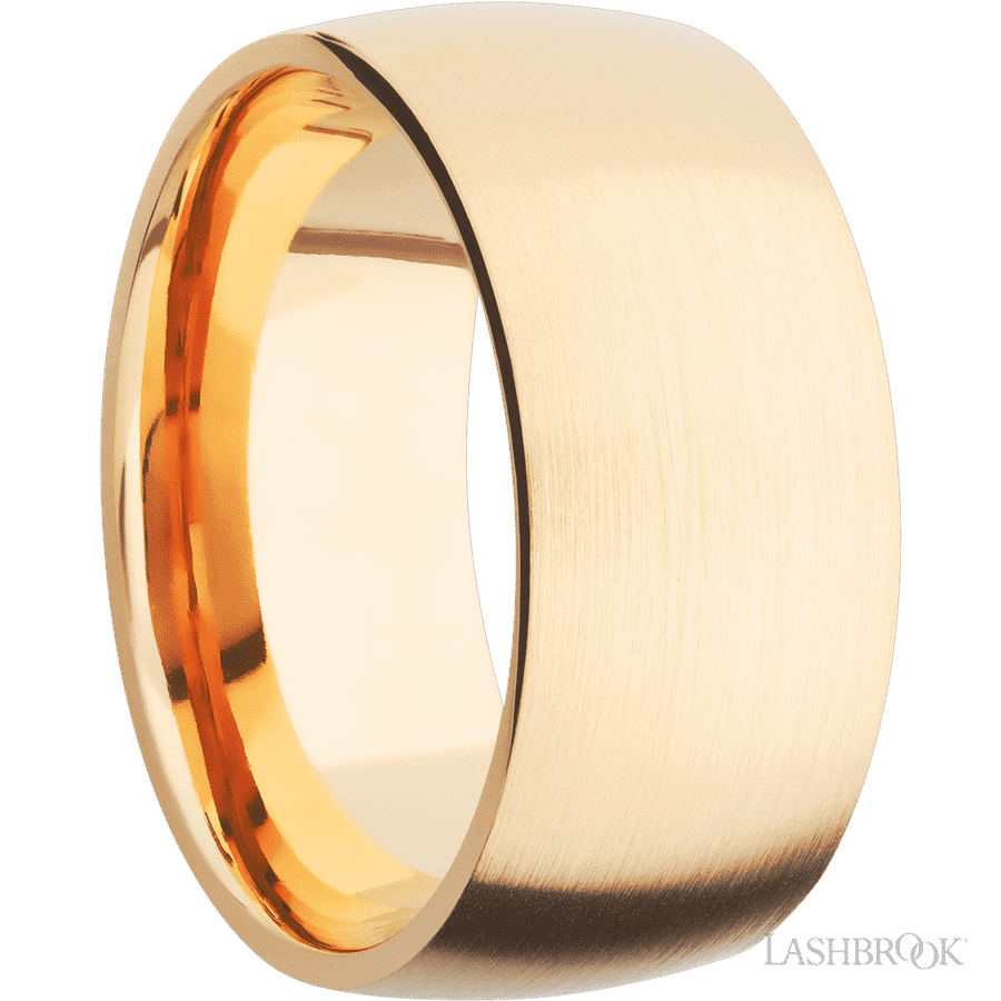 10 mm wide Domed 14K Yellow Gold band. view 2