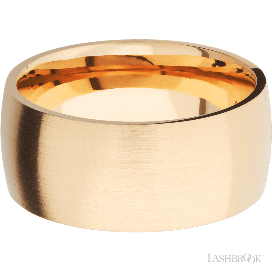 10 mm wide Domed 14K Yellow Gold band. view 3