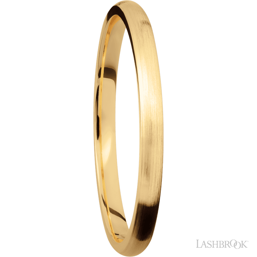 2 mm wide Domed 14K Yellow Gold band. view 2