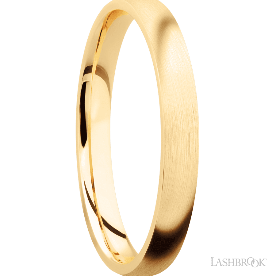 3 mm wide Domed 14K Yellow Gold band. view 2