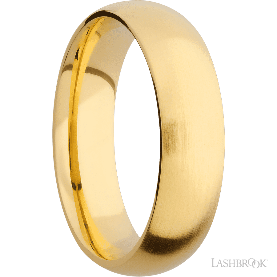 6 mm wide Domed 14K Yellow Gold band. view 2
