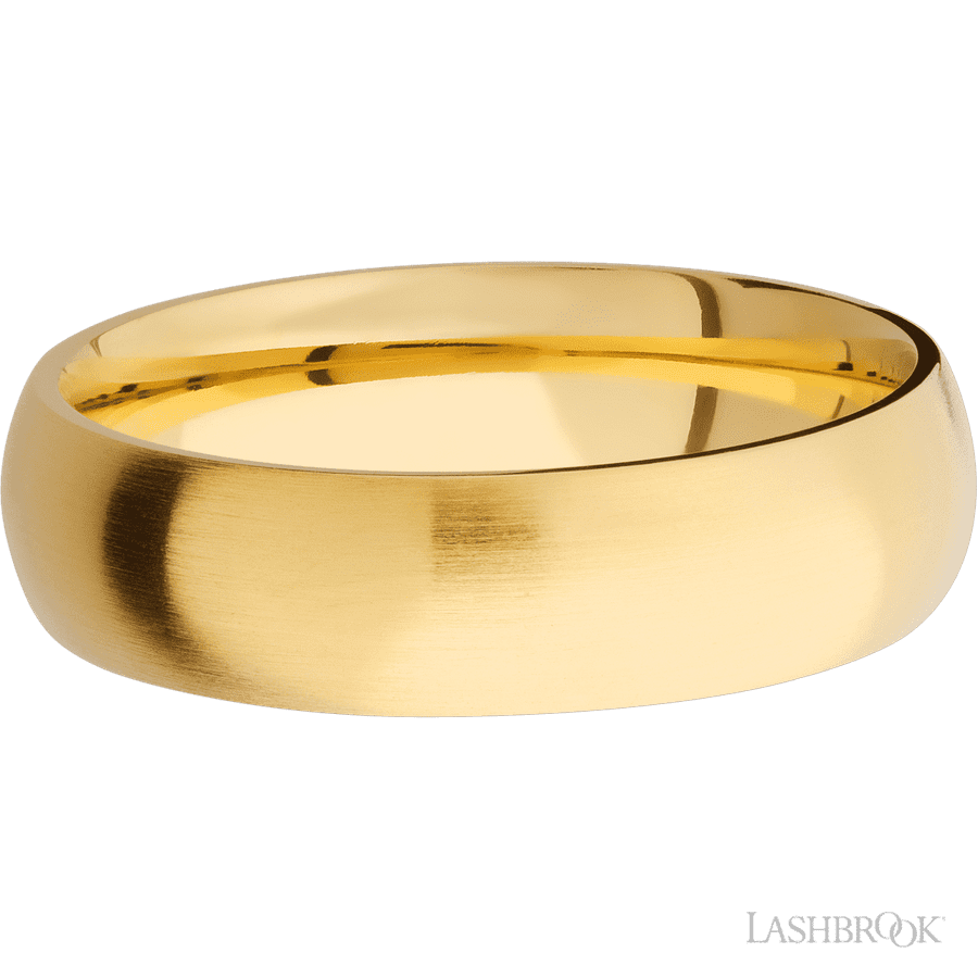 6 mm wide Domed 14K Yellow Gold band. view 3