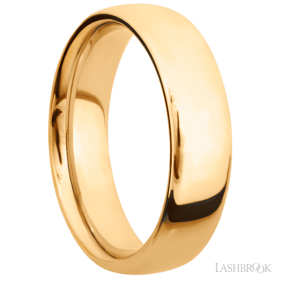 6 mm wide Ultra Comfort (our most comfortable profile) 14K Yellow Gold band. view 2