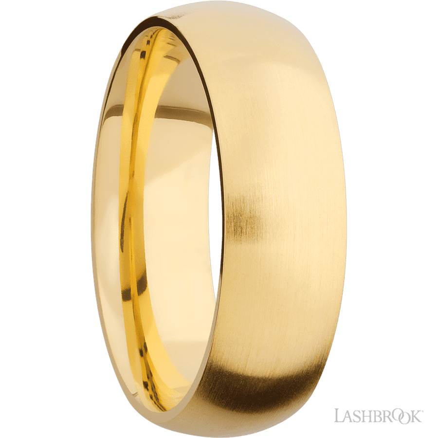 7 mm wide Domed 14K Yellow Gold band. view 2