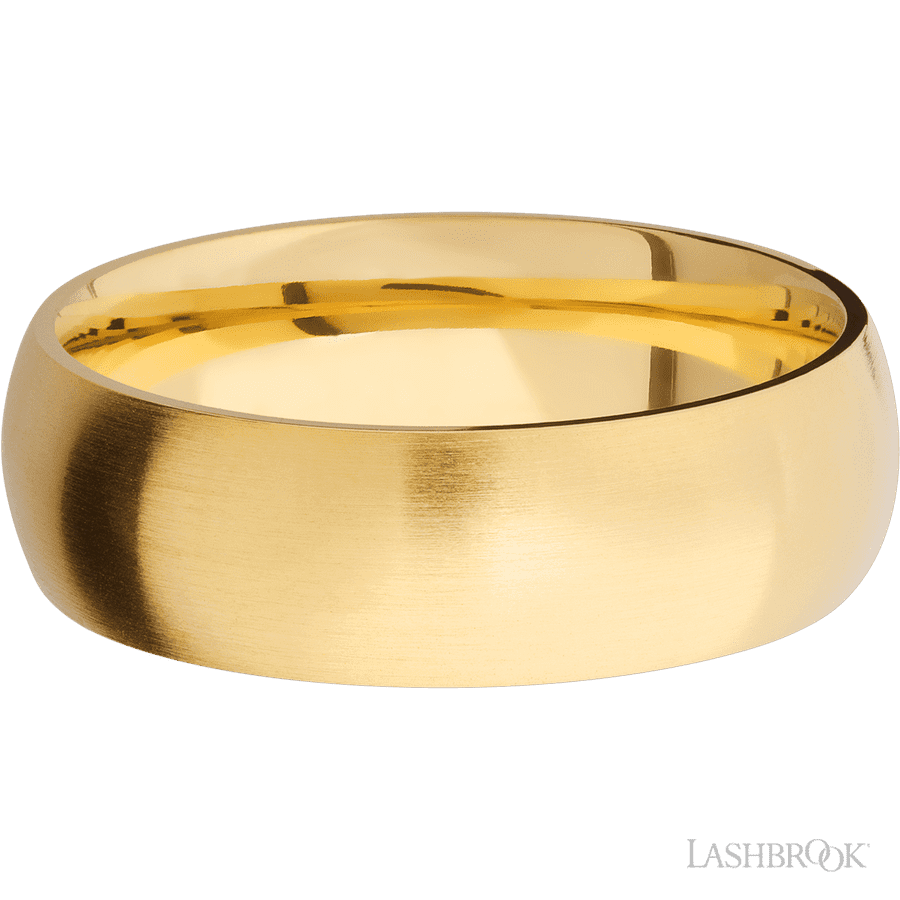 7 mm wide Domed 14K Yellow Gold band. view 3