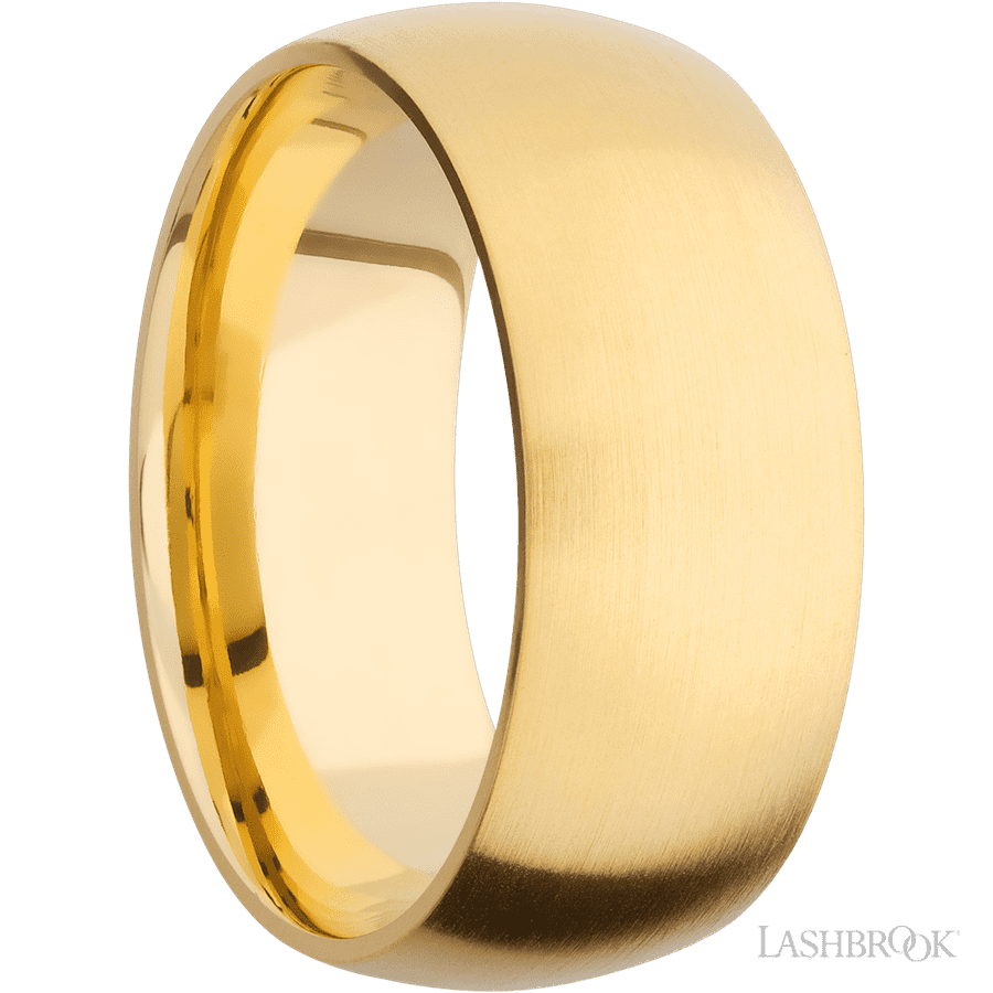 9 mm wide Domed 14K Yellow Gold band. view 2