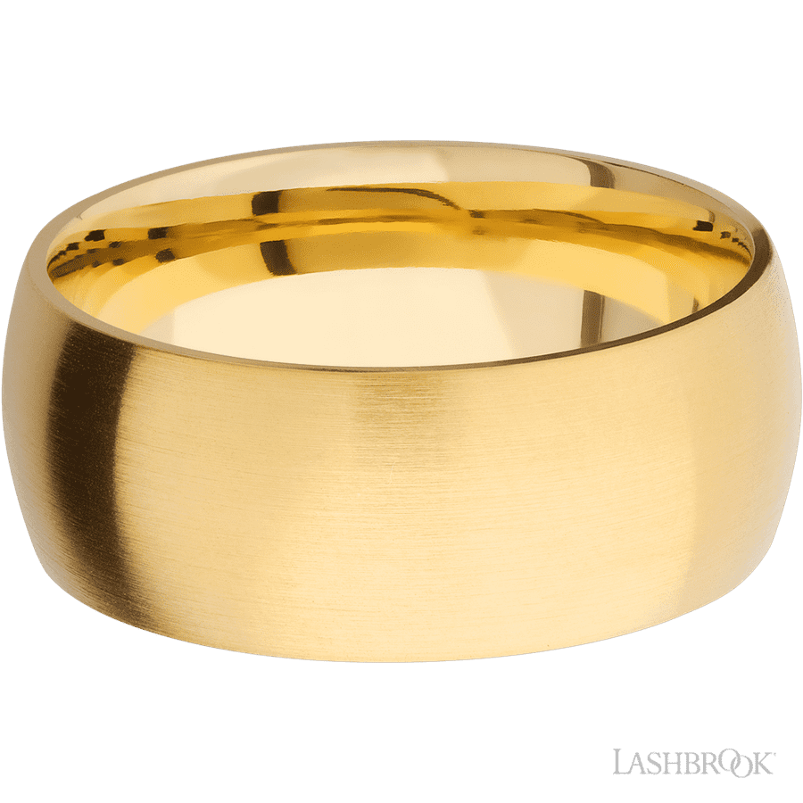 9 mm wide Domed 14K Yellow Gold band. view 3