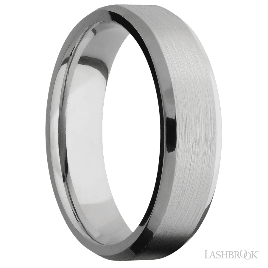 6 mm wide Beveled Titanium band. view 2
