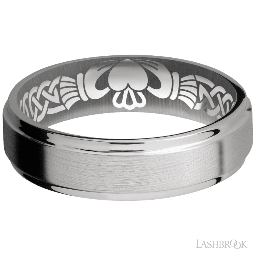 6 mm wide Flat Grooved Edges Titanium band. view 3