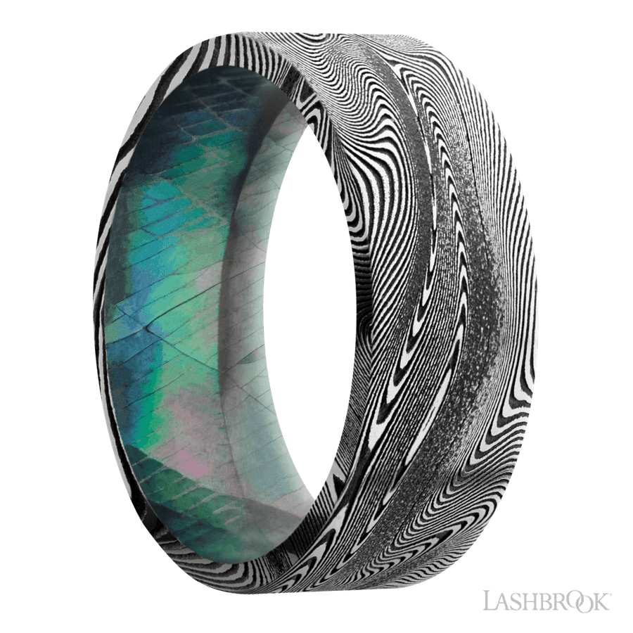 8 mm wide Flat Tightweave band featuring a Black Mother of Pearl sleeve. view 2