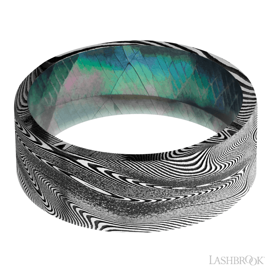 8 mm wide Flat Tightweave band featuring a Black Mother of Pearl sleeve. view 3