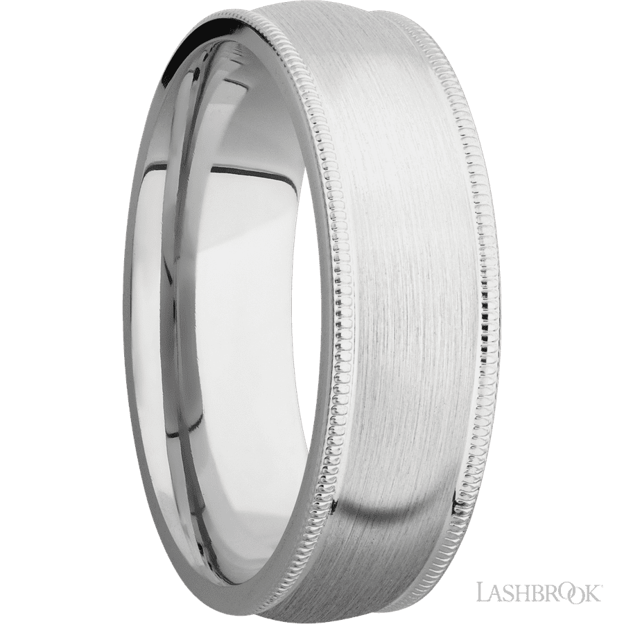 7 mm wide Domed Milgrain Edges Cobalt Chrome band. view 2