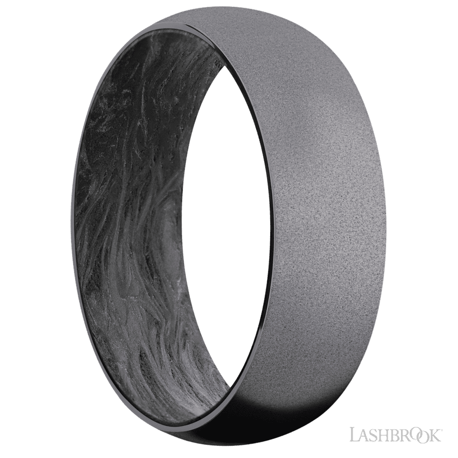 7 mm wide Domed Tantalum band featuring a Forged Carbon Fiber sleeve. view 2