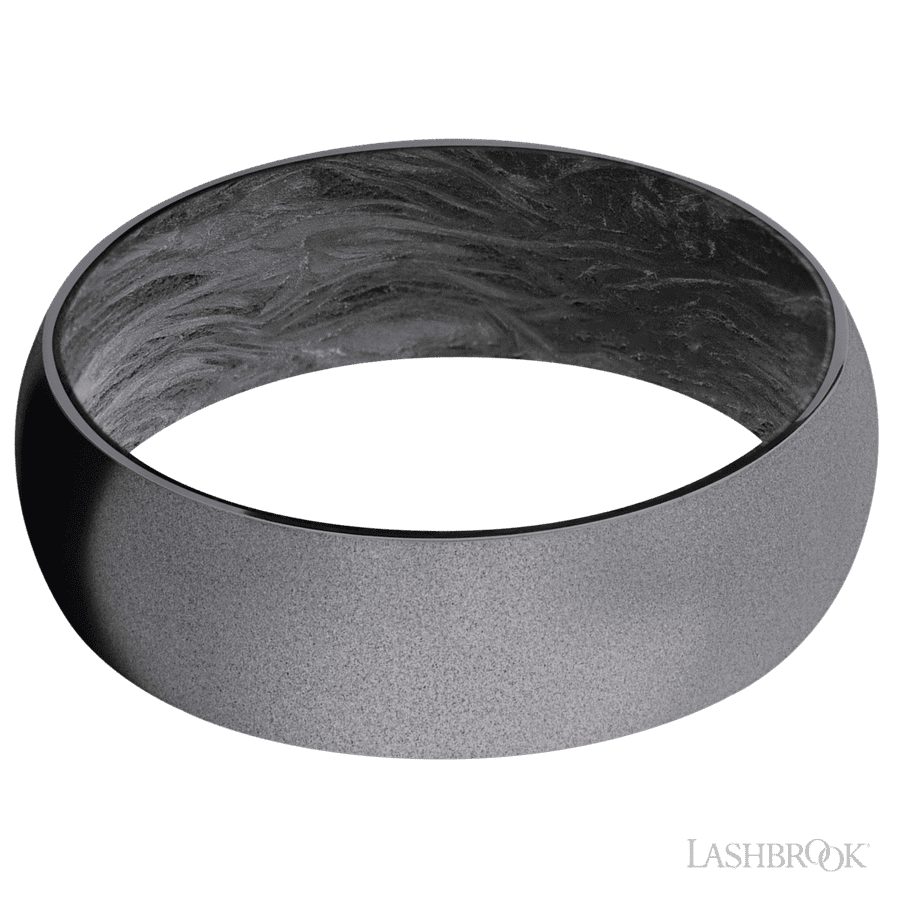 7 mm wide Domed Tantalum band featuring a Forged Carbon Fiber sleeve. view 3