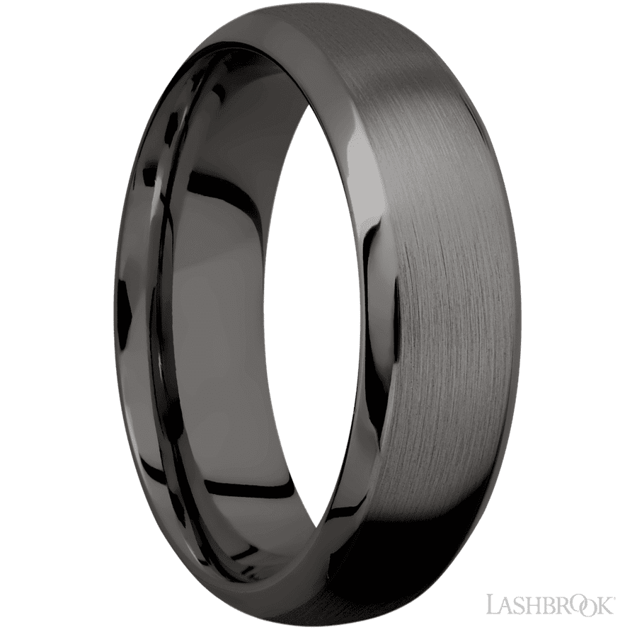7 mm wide Domed Bevel Tantalum Noir band. view 2