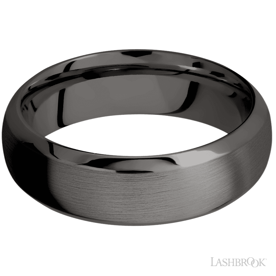 7 mm wide Domed Bevel Tantalum Noir band. view 3