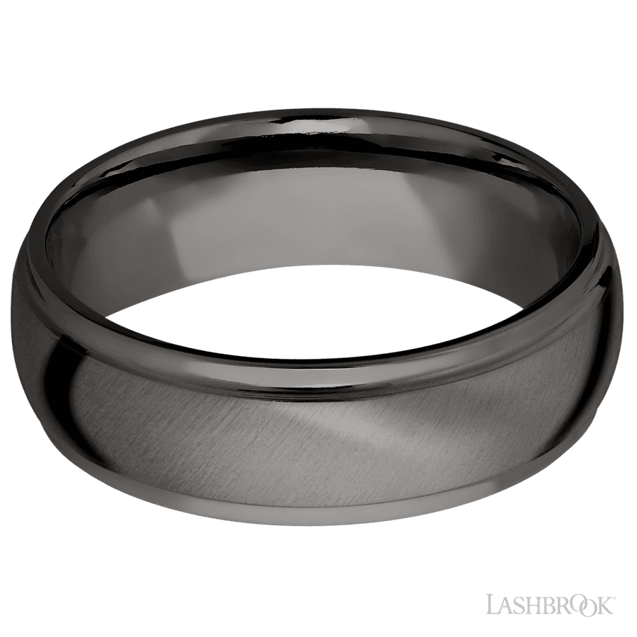 7 mm wide Domed Stepped Down Edges Tantalum Noir band. view 3