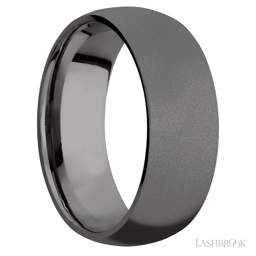 8 mm wide Domed Tantalum Noir band. view 2