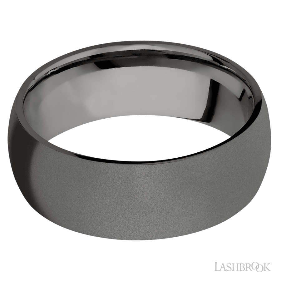 8 mm wide Domed Tantalum Noir band. view 3