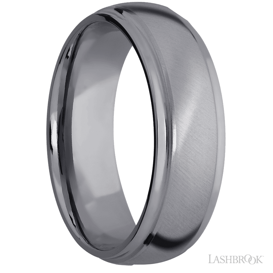 7 mm wide Domed Stepped Down Edges Tantalum band. view 2