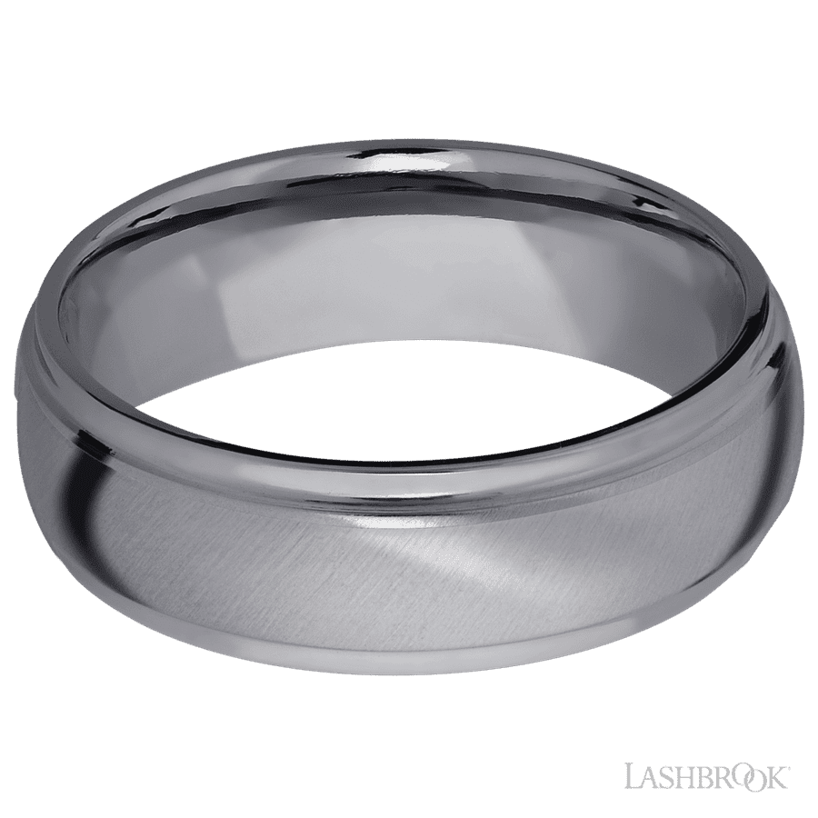 7 mm wide Domed Stepped Down Edges Tantalum band. view 3