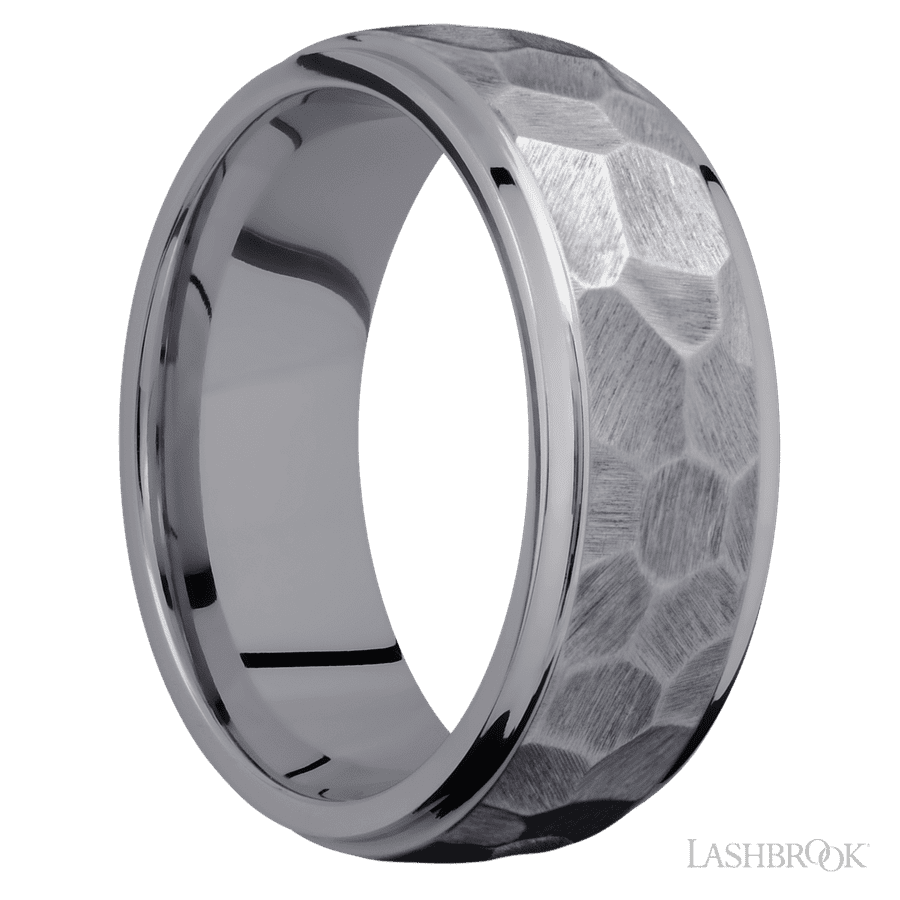 8 mm wide Domed Stepped Down Edges Tantalum band. view 2