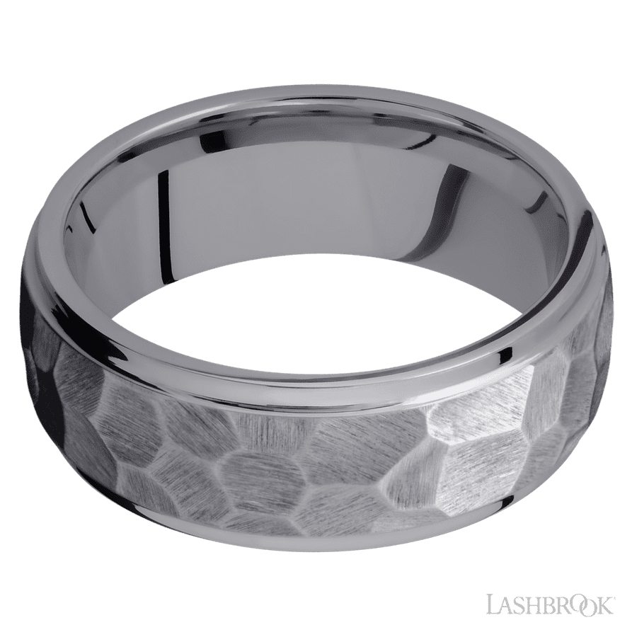 8 mm wide Domed Stepped Down Edges Tantalum band. view 3
