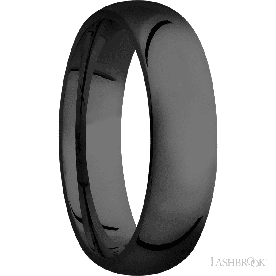 6 mm wide Domed Zirconium band. view 2