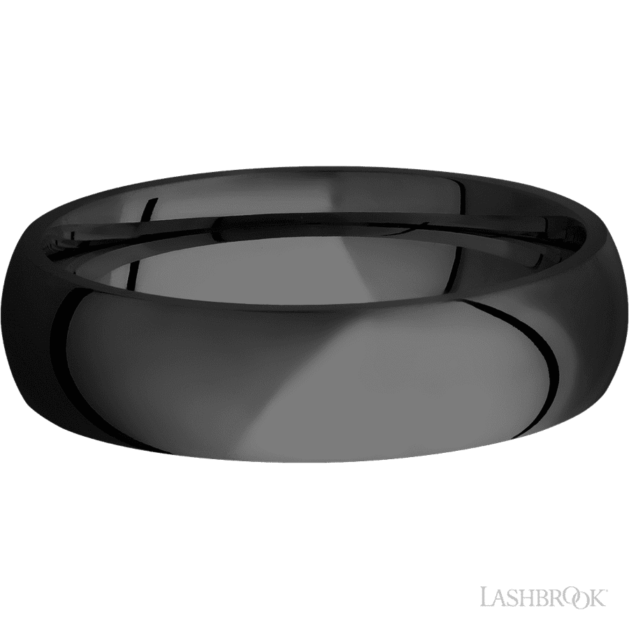6 mm wide Domed Zirconium band. view 3