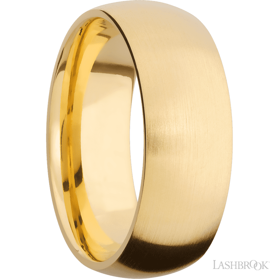 8 mm wide Domed 14K Yellow Gold band. view 2