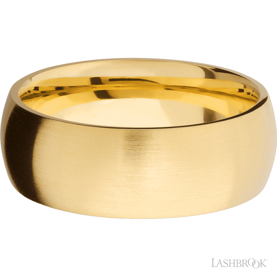 8 mm wide Domed 14K Yellow Gold band. view 3