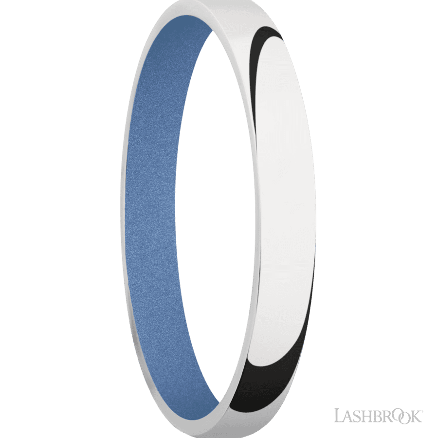 3 mm wide Domed 10K White Gold band featuring a Crushed Orchid sleeve. view 2